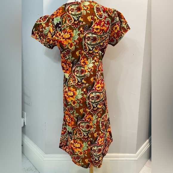 Vintage fall harvest Thanksgiving themed mini dress with collar by Victory - Picture 5 of 10